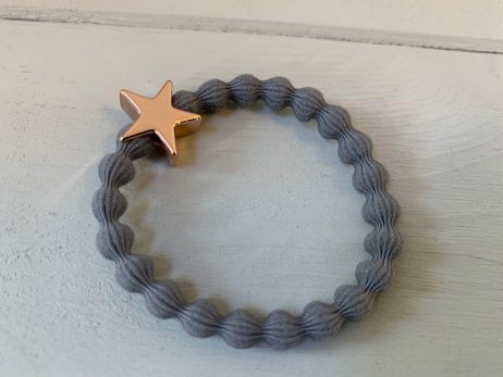 Lupe Star Charm Stackable Hair Tie Bracelet - Grey Rose Gold