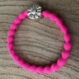 Lupe Daisy Charm 2 in 1 Hairband and Bracelet - Hot Pink Silver