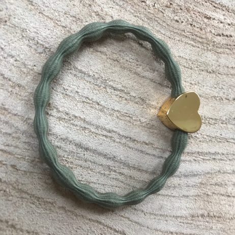Lupe Heart Charm 2 in 1 Hairband Bracelet - Khaki Gold