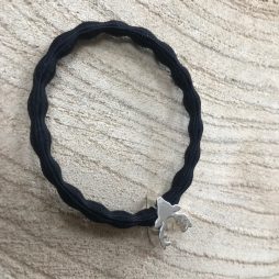Lupe Stag Charm Stackable 2 in 1 Hair Tie Bracelet - Black Silver Wristee