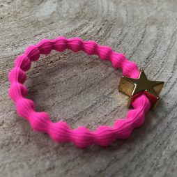 Lupe Star Charm 2 in 1 Hair Tie Bracelet - Hot Pink Gold