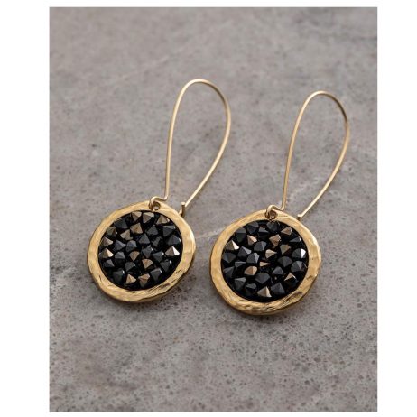Danon Jewellery Rock On Long Drop Swarovski's Crystal Earrings Gold and Black *