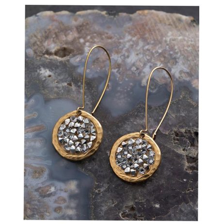Danon Jewellery Rock On Long Drop Swarovski's Crystal Earrings Gold and Clear