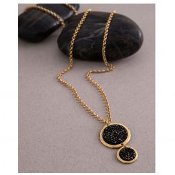 Danon Jewellery Long Gold Plated Bubbles Necklace with Black Swarovski Crystals