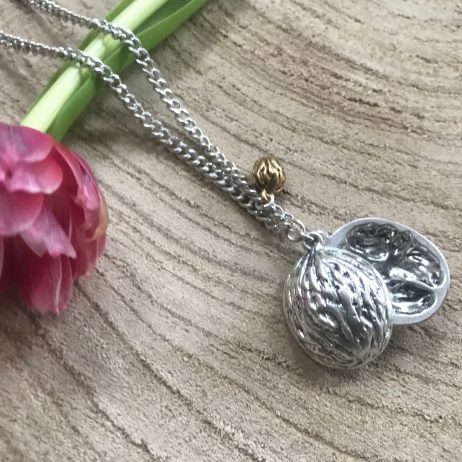 Hultquist Jewellery Bi Colour Silver and Gold Long Wallnut Necklace