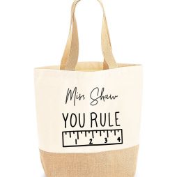 Personalised Teacher Gift Natural Tote Jute Shopping Bag - You Rule