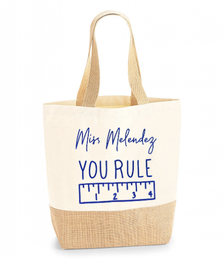 Personalised Teacher Gift Natural Tote Jute Shopping Bag - You Rule