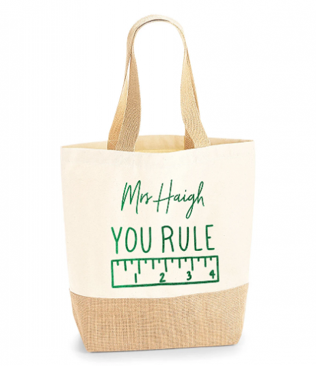 Personalised Teacher Gift Natural Tote Jute Shopping Bag - You Rule