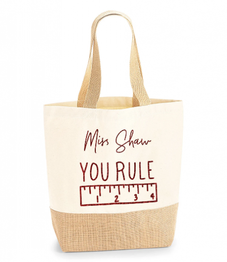 Personalised Teacher Gift Natural Tote Jute Shopping Bag - You Rule