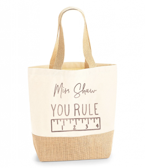 Personalised Teacher Gift Natural Tote Jute Shopping Bag - You Rule