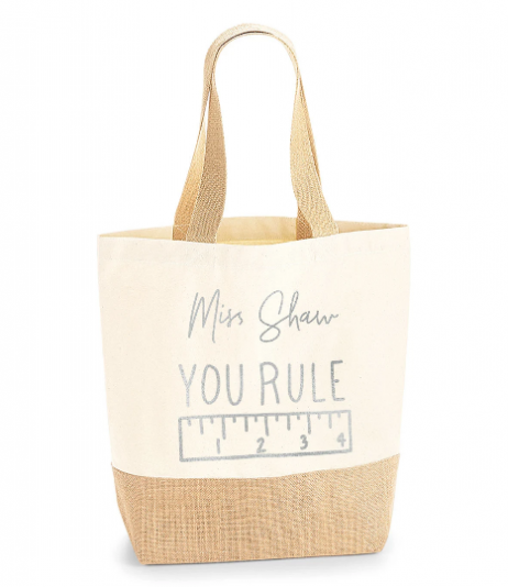 Personalised Teacher Gift Natural Tote Jute Shopping Bag - You Rule