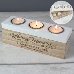 Personalised In Loving Memory Tea Light Candle Holder Box