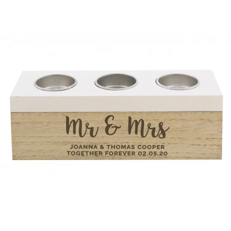Personalised Married Couple Triple Tea Light Holder Box