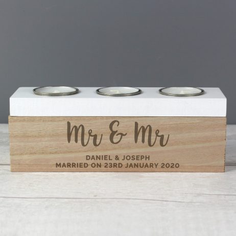 Personalised Married Couple Triple Tea Light Holder Box