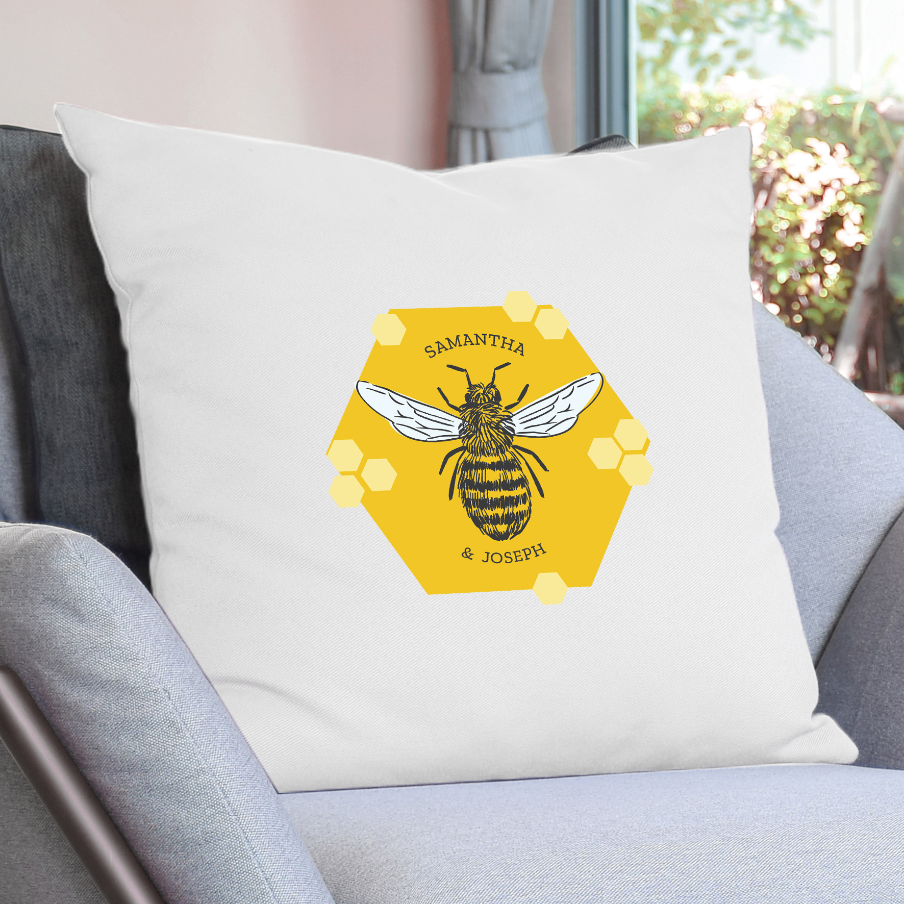 Personalised Bee Cushion Cover