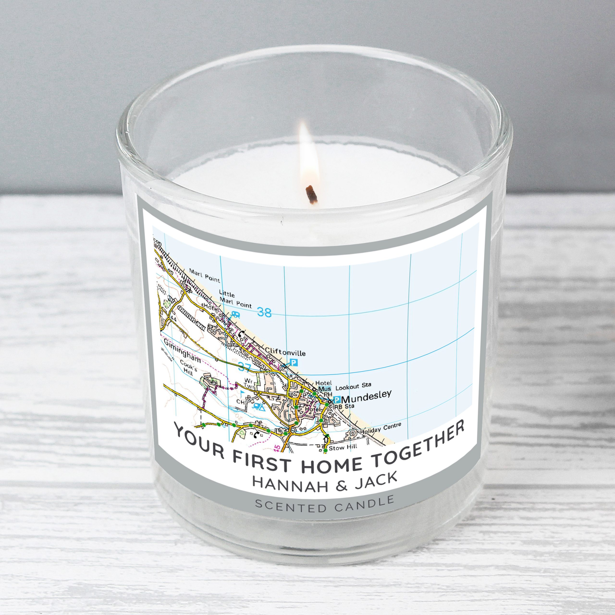 Personalised Present Day Map Compass Scented Jar Candle P0512AA07
