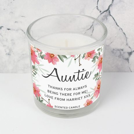 Birthday Gift For Her Personalised Auntie Floral Sentimental Scented Jar Candle