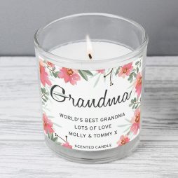Birthday Gift For Her Personalised Grandma Floral Sentimental Scented Jar Candle