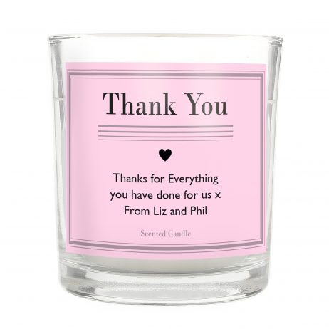 Personalised Thank You Classic Pink Scented Jar Candle