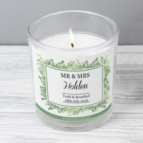 Personalised Wedding Fresh Botanical Scented Jar Candle
