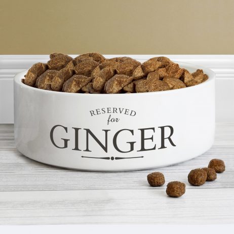 Personalised Reserved For Medium White Pet Bowl - Dog or Cat 14cm