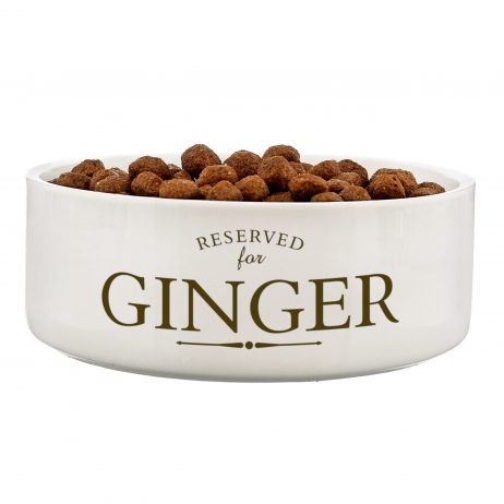 Personalised Reserved For Medium White Pet Bowl - Dog or Cat 14cm