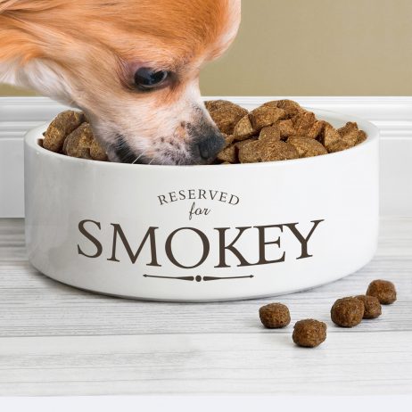 Personalised Reserved For Medium White Pet Bowl - Dog or Cat 14cm