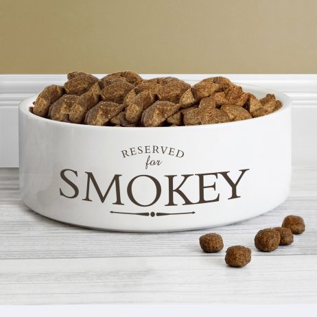 Personalised Reserved For Medium White Pet Bowl - Dog or Cat 14cm