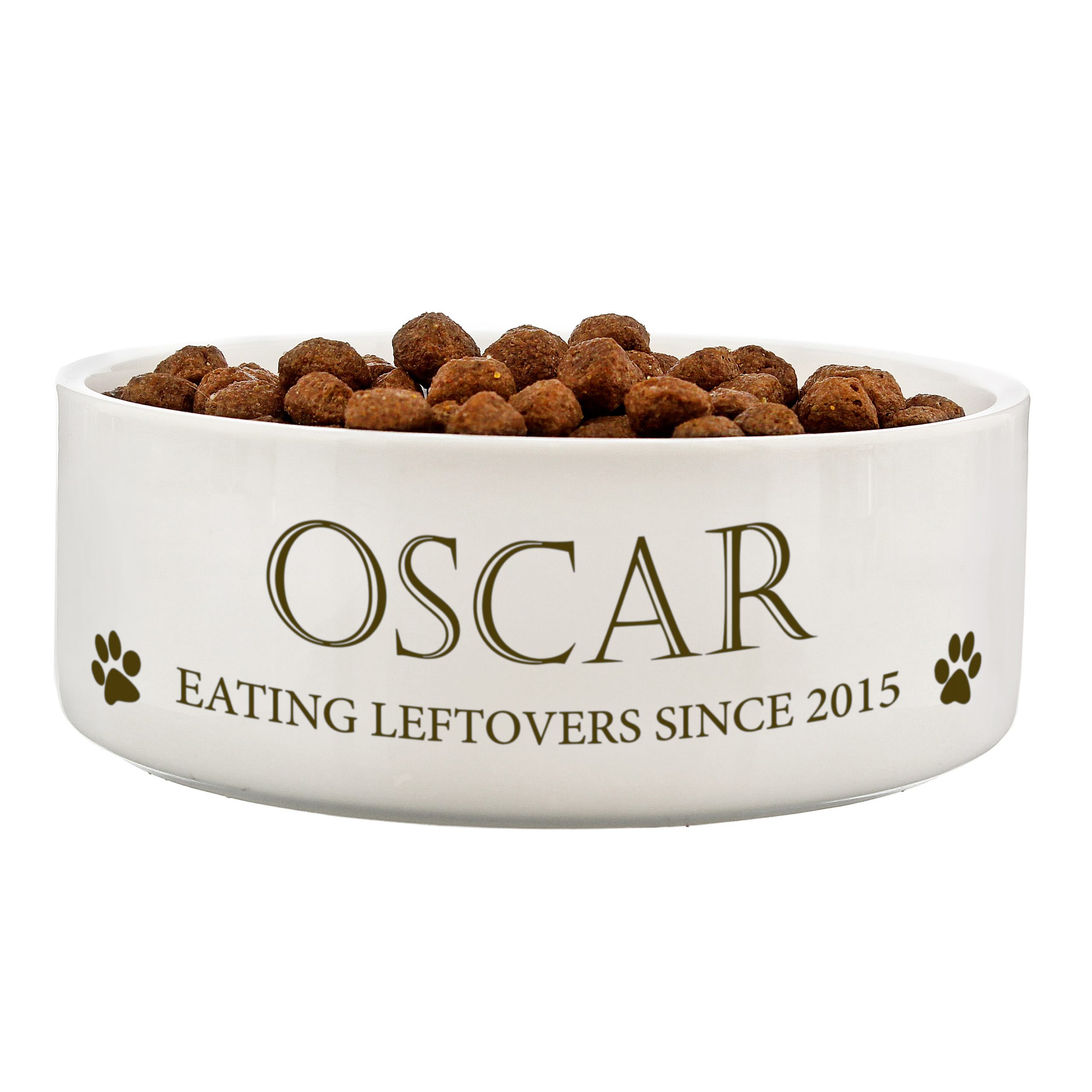 Personalised Paws 14cm Medium White Pet Bowl P0805G55