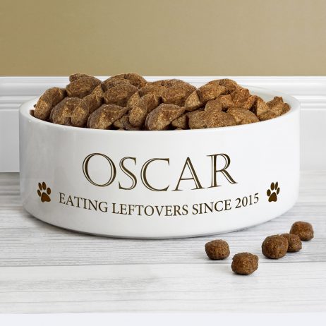 Personalised Paws Any Name and Message Medium White Pet Bowl - Dog or Cat 14cm