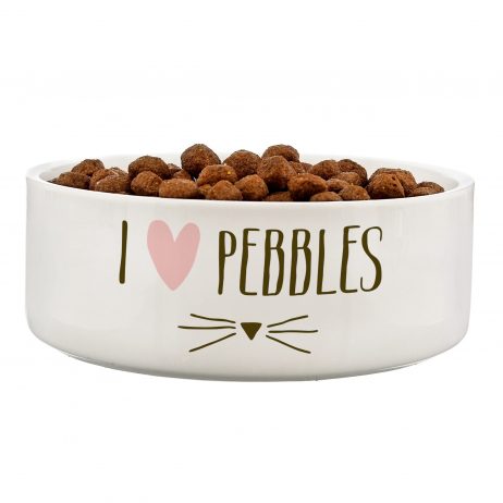 Personalised Cat Features Medium White Pet Bowl - 14cm