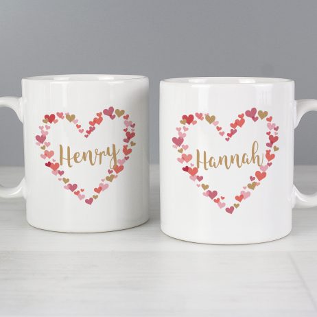Personalised Wedding Confetti Hearts Mug Set