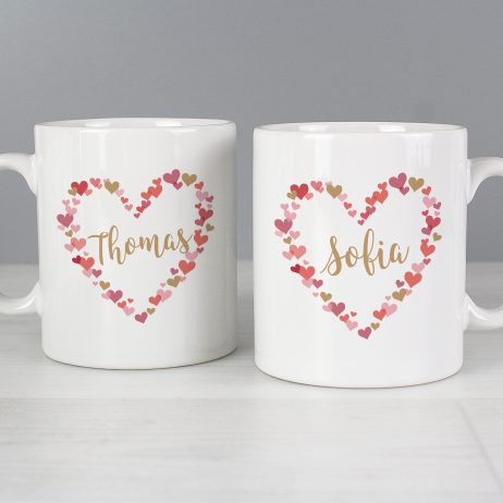 Personalised Wedding Confetti Hearts Mug Set