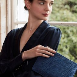 Estella Bartlett Navy Snake Print Medium Pouch