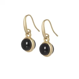 Sence Copenhagen Signature Black Agate Worn Gold Drop Earrings
