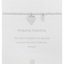Symbology Amazing Grandma Silver Plated Bracelet with Heart Charm