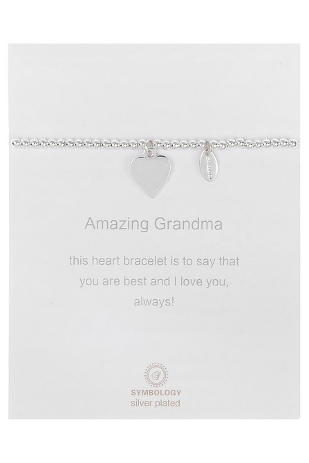 Symbology Amazing Grandma Silver Plated Bracelet with Heart Charm