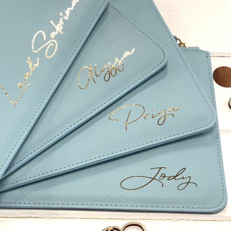 Light Blue Personalised Bridesmaid Clutch Bag