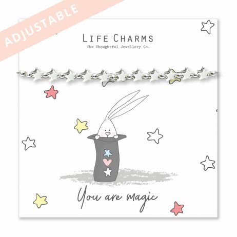Life Charm You are magic Rosey Rabbits Silver Stars Bracelet
