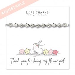 Life Charms Rosey Rabbit THANK YOU FOR BEING MY FLOWER GIRL – Adjustable Silver Bracelet