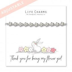 Life Charms Rosey Rabbit THANK YOU FOR BEING MY FLOWER GIRL – Adjustable Silver Bracelet