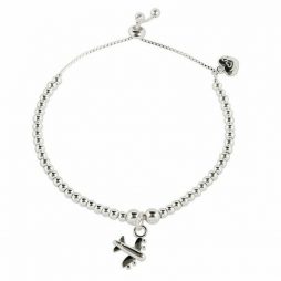 Life Charms Good Luck on your Travels Silver Bracelet - Rosey Rabbits This beautiful silver bracelet is the perfect gift for your friends and loved ones. Featuring 3mm silver plated gorgeous aeroplane charm with slider bead fastener, presented on the most gorgeous Rosey Rabbits gift card, with luxury gift box.