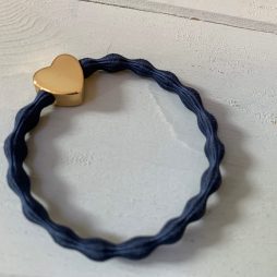 Lupe Heart Charm Hairband Bracelet - Navy Blue Gold