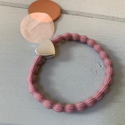 Lupe Heart Charm Hairband Bracelet - Blush Silver