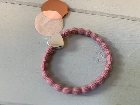 Lupe Heart Charm Hairband Bracelet - Blush Silver