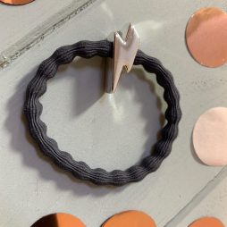 Lupe Lightning Bolt Charm Hairband Bracelet - Dark Grey Silver