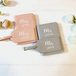 Personalised Passport Cover and Luggage Tag Set, His and Hers Couples Gift
