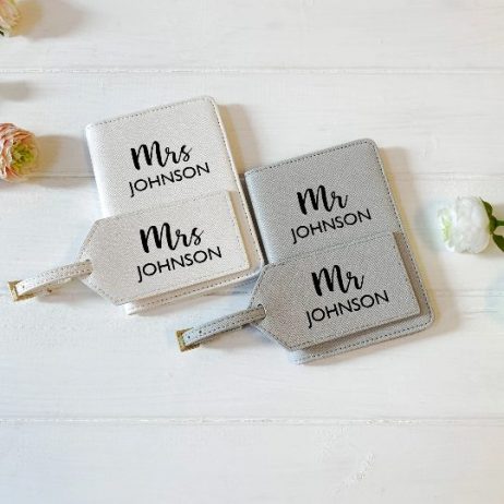 Personalised Passport Cover and Luggage Tag Set, His and Hers Couples Gift