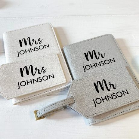Personalised Passport Cover and Luggage Tag Set, His and Hers Couples Gift