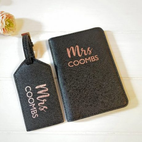 Personalised Passport Cover and Luggage Tag Set, His and Hers Couples Gift